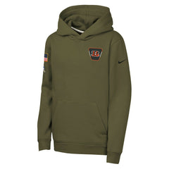 Cincinnati Bengals Youth 2025 Salute to Service Club Fleece Hoodie - Olive - Nike