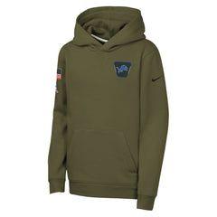 Detroit Lions Youth 2025 Salute to Service Club Fleece Hoodie - Olive - Nike