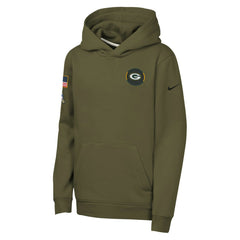 Green Bay Packers Youth 2025 Salute to Service Club Fleece Hoodie - Olive - Nike