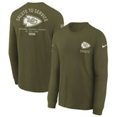 Kansas City Chiefs Youth 2025 Salute to Service Sideline Long Sleeve T-Shirt - Olive - Nike