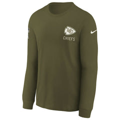 Kansas City Chiefs Youth 2025 Salute to Service Sideline Long Sleeve T-Shirt - Olive - Nike