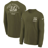 Cincinnati Bengals Youth 2025 Salute to Service Sideline Long Sleeve T-Shirt - Olive - Nike