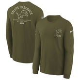 Detroit Lions Youth 2025 Salute to Service Sideline Long Sleeve T-Shirt - Olive - Nike