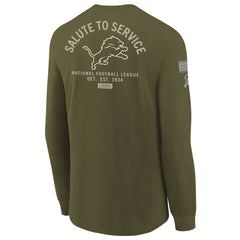 Detroit Lions Youth 2025 Salute to Service Sideline Long Sleeve T-Shirt - Olive - Nike
