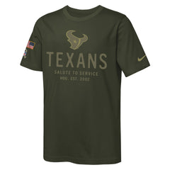 Houston Texans Youth 2025 Salute to Service Sideline Dri-FIT T-Shirt - Olive - Nike