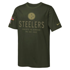 Pittsburgh Steelers Youth 2025 Salute to Service Sideline Dri-FIT T-Shirt - Olive - Nike
