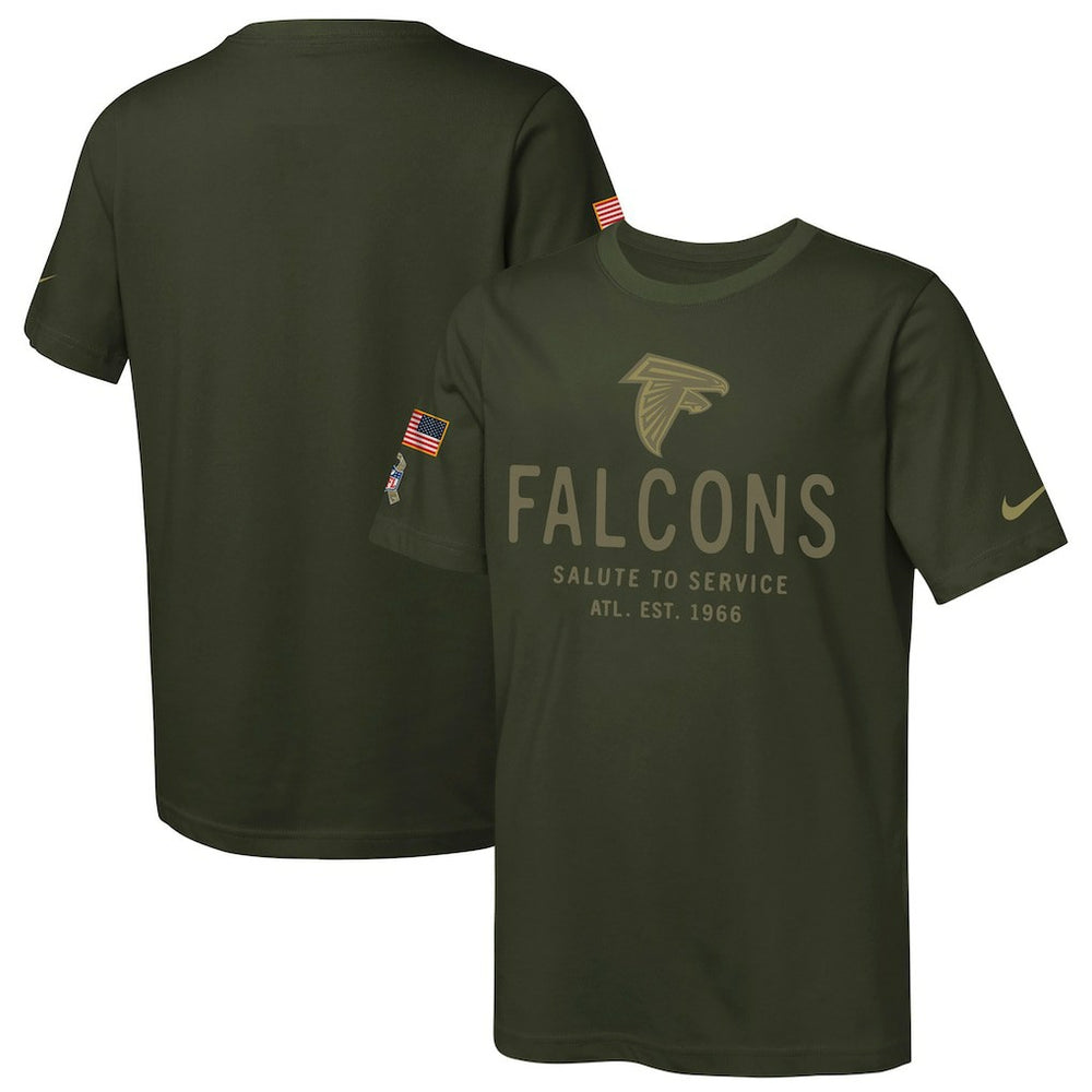 Atlanta Falcons Youth 2025 Salute to Service Sideline Dri-FIT T-Shirt - Olive - Nike