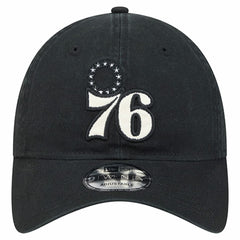 New Era Philadelphia 76ers Stamp Fabric Applique 9TWENTY Adjustable Hat Black