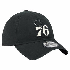 New Era Philadelphia 76ers Stamp Fabric Applique 9TWENTY Adjustable Hat Black