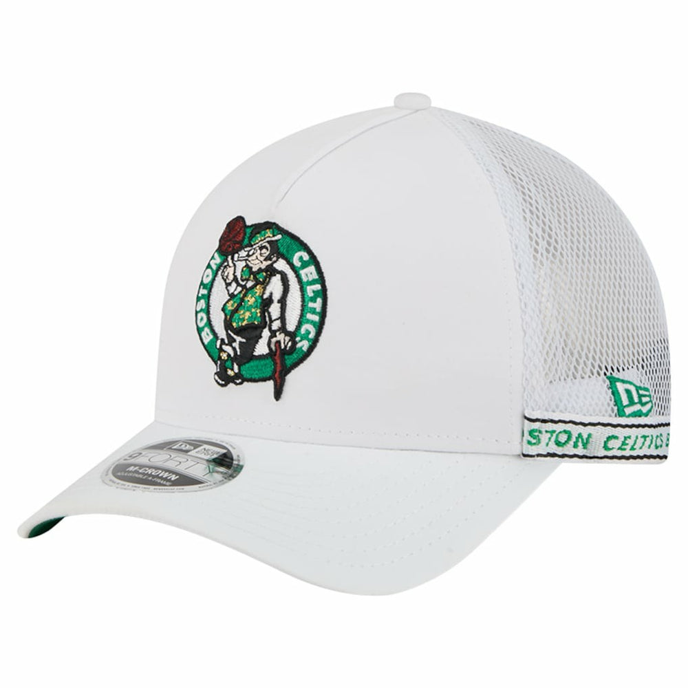 New Era Boston Celtics Featherweight Team Tape 9FORTY M-Crown A-Frame Adjustable Hat White