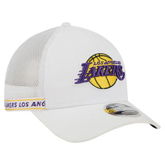 New Era Los Angeles Lakers Featherweight Team Tape 9FORTY M-Crown A-Frame Adjustable Hat White