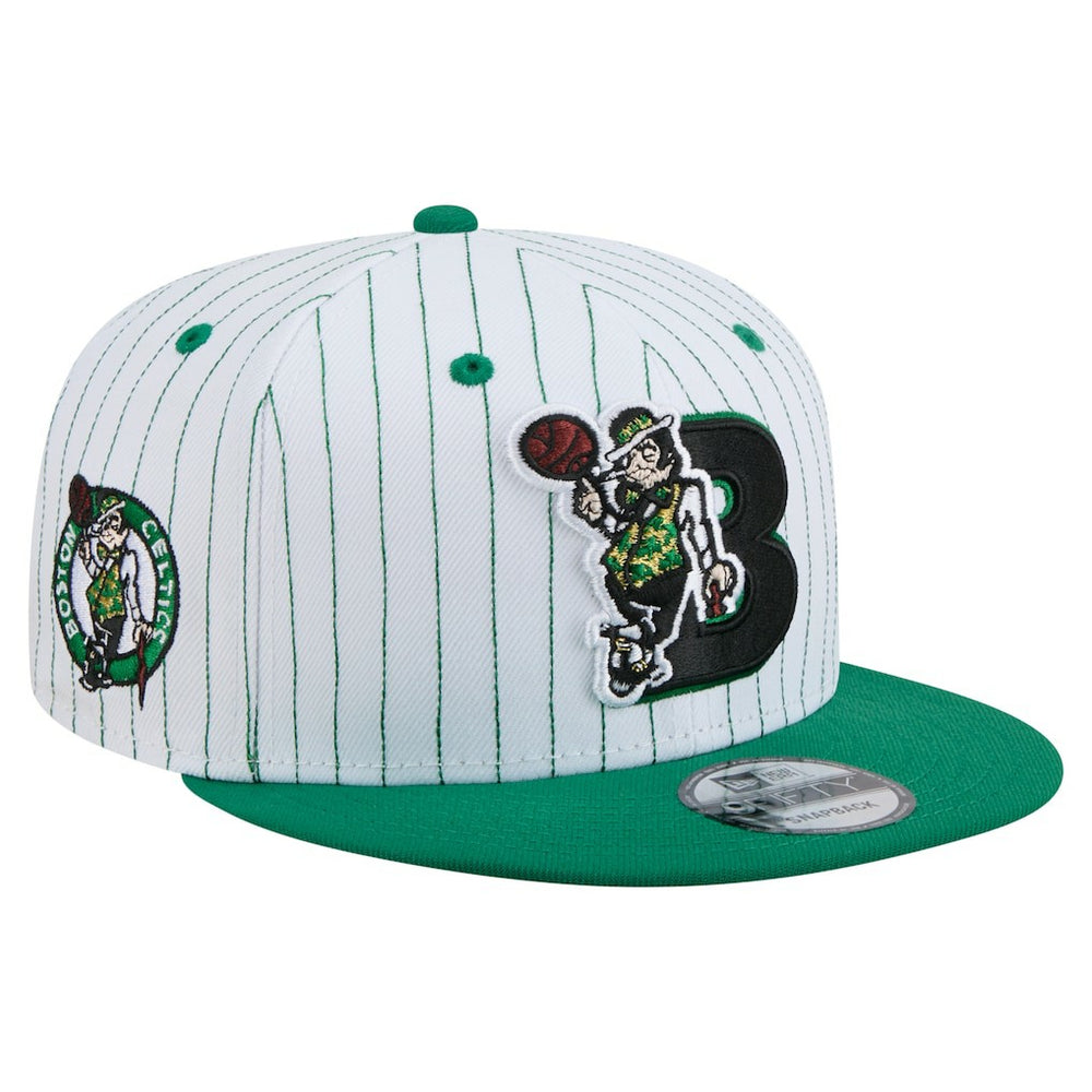 New Era Boston Celtics Deceptor Pinstripe 9FIFTY Snapback Hat White