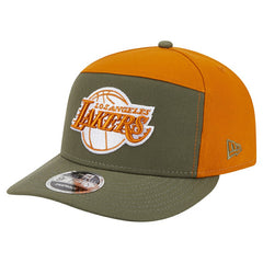 New Era Los Angeles Lakers Two-Tone Color Pack Split Panel 9FIFTY Adjustable Hat Olive/Burnt Orange