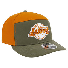 New Era Los Angeles Lakers Two-Tone Color Pack Split Panel 9FIFTY Adjustable Hat Olive/Burnt Orange