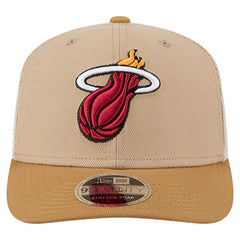 New Era Miami Heat Two-Tone 9SEVENTY Adjustable Trucker Hat Tan/Light Brown