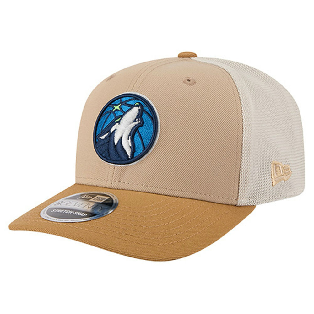 New Era Minnesota Timberwolves Two-Tone 9SEVENTY Adjustable Trucker Hat Tan/Light Brown
