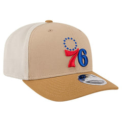 New Era Philadelphia 76ers Two-Tone 9SEVENTY Adjustable Trucker Hat Tan/Light Brown