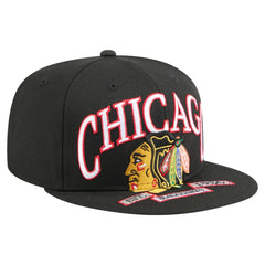 Chicago Blackhawks New Era Oversized Vintage Arch 59Fifty Fitted Hat - Black | New Era on sale