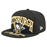 Pittsburgh Penguins New Era Oversized Vintage Arch 59Fifty Fitted Hat - Black | New Era Clearance