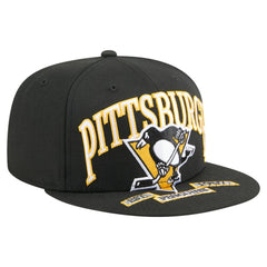 Pittsburgh Penguins New Era Oversized Vintage Arch 59Fifty Fitted Hat - Black | New Era Clearance