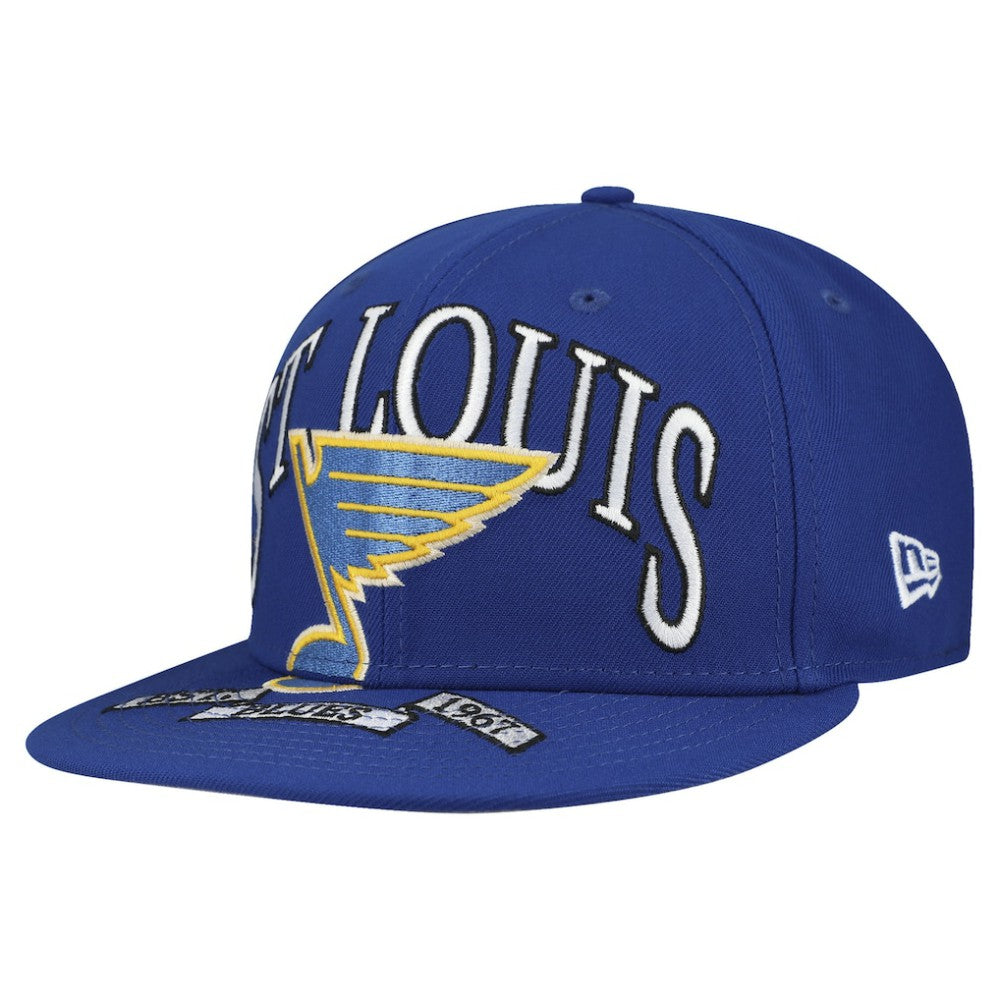 St. Louis Blues New Era Oversized Vintage Arch 59Fifty Fitted Hat - Blue | New Era Clearance