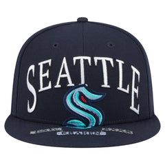 Seattle Kraken New Era Oversized Vintage Arch 59Fifty Fitted Hat - Deep Sea Blue | New Era Clearance