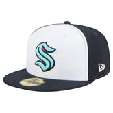 Seattle Kraken New Era Repeat Two-Tone 59FIFTY Fitted Hat - White/Deep Sea Blue | New Era near me