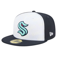Seattle Kraken New Era Repeat Two-Tone 59FIFTY Fitted Hat - White/Deep Sea Blue | New Era near me