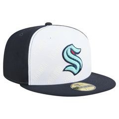 Seattle Kraken New Era Repeat Two-Tone 59FIFTY Fitted Hat - White/Deep Sea Blue | New Era near me