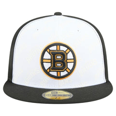 Boston Bruins New Era Repeat Two-Tone 59FIFTY Fitted Hat - White/Black | New Era Clearance