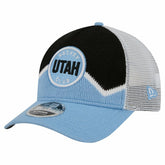 Utah Mammoth New Era Hockey Sock 9FORTY A-Frame M-Crown Adjustable Trucker Hat - Light Blue/Black | New Era on sale