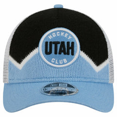 Utah Mammoth New Era Hockey Sock 9FORTY A-Frame M-Crown Adjustable Trucker Hat - Light Blue/Black | New Era on sale