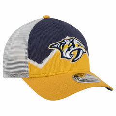 Nashville Predators New Era Hockey Sock 9FORTY A-Frame M-Crown Adjustable Trucker Hat - Gold/Navy | New Era online