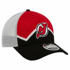 New Jersey Devils New Era Hockey Sock 9FORTY A-Frame M-Crown Adjustable Trucker Hat - Black/Red | New Era Lifestyle