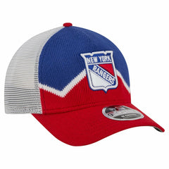 New York Rangers New Era Hockey Sock 9FORTY A-Frame M-Crown Adjustable Trucker Hat - Red/Blue | New Era near me