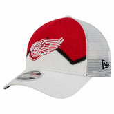 Detroit Red Wings New Era Hockey Sock 9FORTY A-Frame M-Crown Adjustable Trucker Hat - White/Red | New Era near me