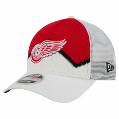 Detroit Red Wings New Era Hockey Sock 9FORTY A-Frame M-Crown Adjustable Trucker Hat - White/Red | New Era near me