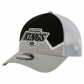 Los Angeles Kings New Era Hockey Sock 9FORTY A-Frame M-Crown Adjustable Trucker Hat - Silver/Black | New Era Clearance