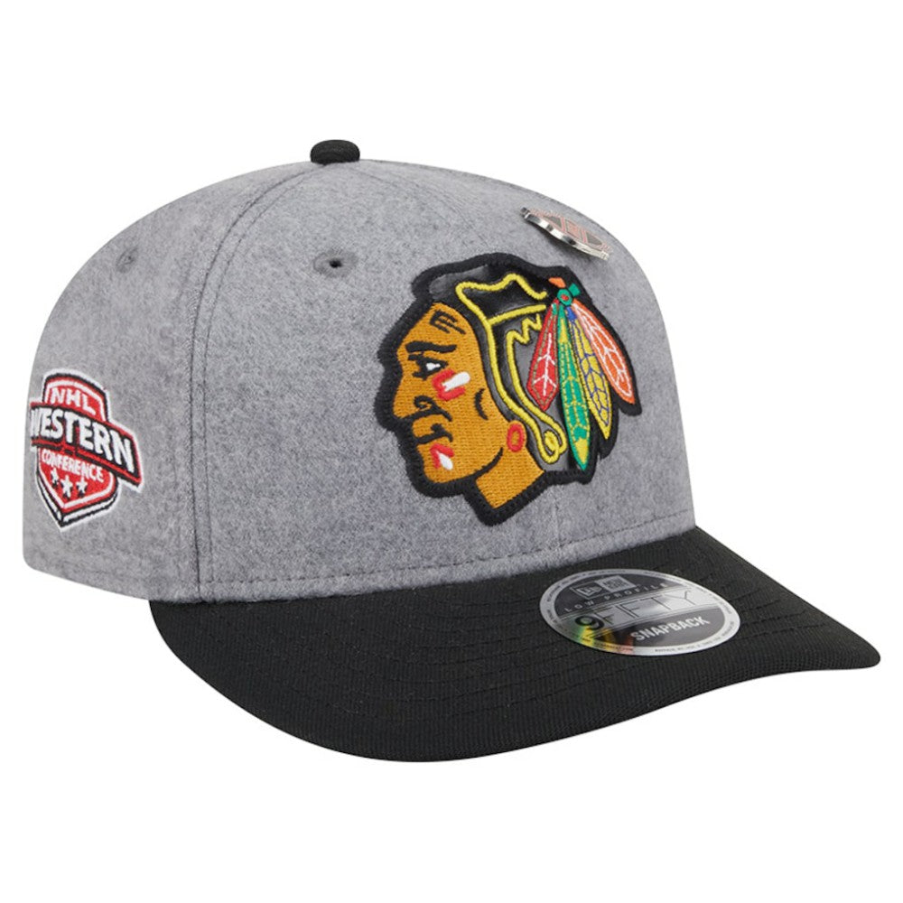 Chicago Blackhawks New Era Wool Pin Low Profile 9FIFTY Snapback Hat - Gray/Black | New Era near me
