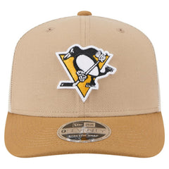 Pittsburgh Penguins New Era Two-Tone Trucker 9SEVENTY Stretch Snap Adjustable Hat - Tan/Light Brown | New Era Lifestyle