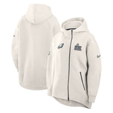 Philadelphia Eagles Women's Super Bowl LIX Opening Night Tech Fleece Full-Zip Hoodie - Cream - Nike