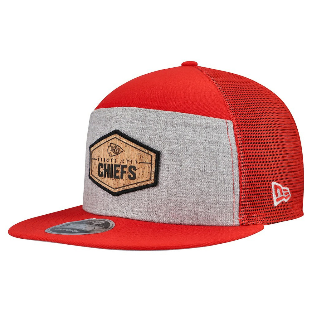 Kansas City Chiefs New Era Cork Split Panel 9FIFTY Trucker Snapback Hat - Gray/Red - NFL
