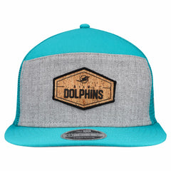 Miami Dolphins New Era Cork Split Panel 9FIFTY Trucker Snapback Hat - Gray/Aqua - NFL