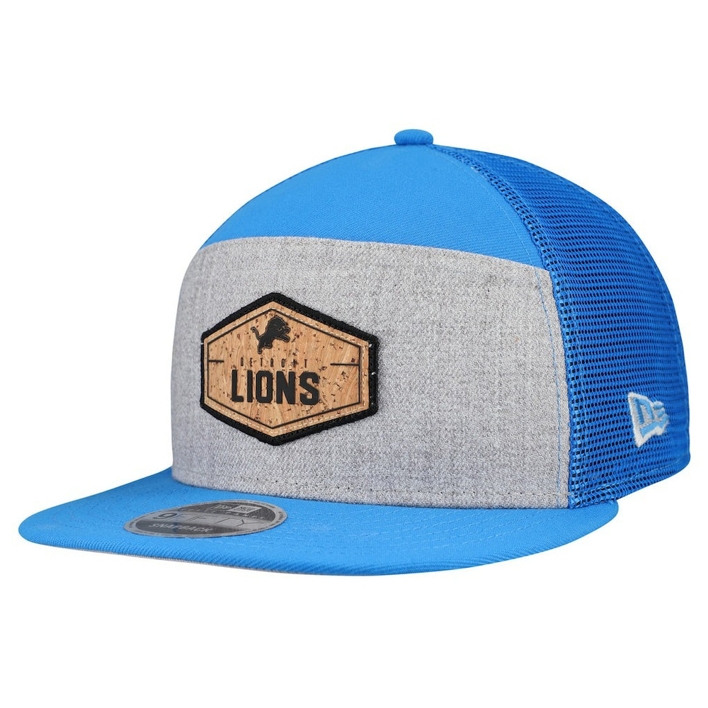 Detroit Lions New Era Cork Split Panel 9FIFTY Trucker Snapback Hat - Gray/Blue - NFL