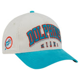 Miami Dolphins New Era Throwback Two-Tone Sided Corduroy 9FORTY A-Frame Adjustable Hat - Cream/Aqua - NFL