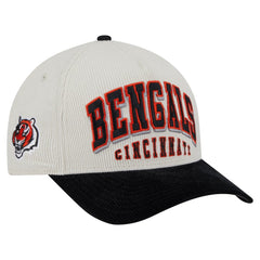 Cincinnati Bengals New Era Head Two-Tone Sided Corduroy 9FORTY A-Frame Adjustable Hat - Cream/Black - NFL