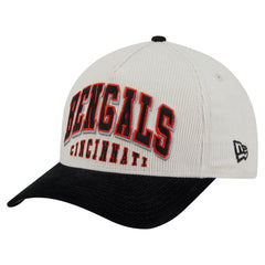 Cincinnati Bengals New Era Head Two-Tone Sided Corduroy 9FORTY A-Frame Adjustable Hat - Cream/Black - NFL