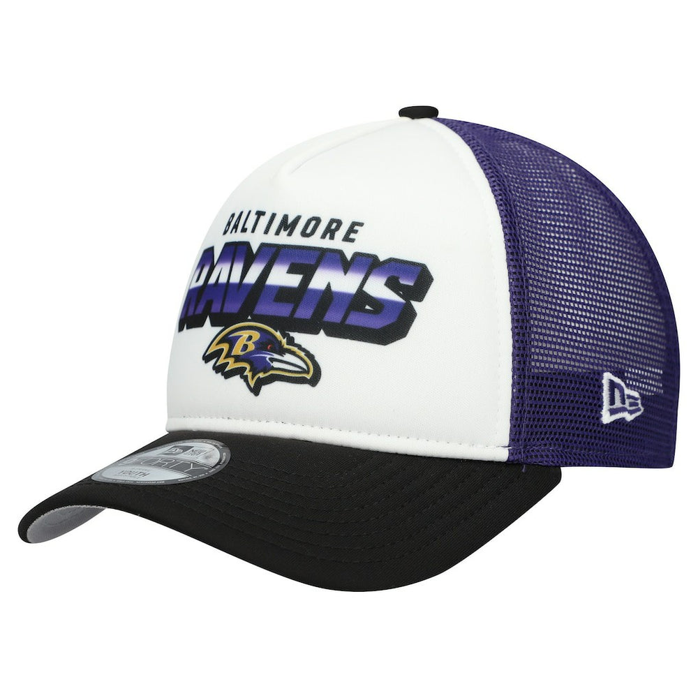 Baltimore Ravens New Era Youth Streak 9FORTY A-Frame Adjustable Hat - White/Black - NFL