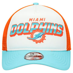 Miami Dolphins New Era Youth Streak 9FORTY A-Frame Adjustable Hat - White/Aqua - NFL