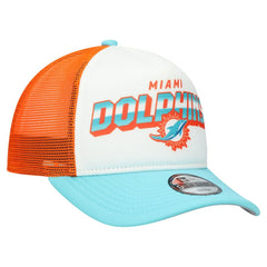 Miami Dolphins New Era Youth Streak 9FORTY A-Frame Adjustable Hat - White/Aqua - NFL